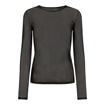 Liberté - Mesh Ls Sparkle T-Shirt - Black Gold Dot